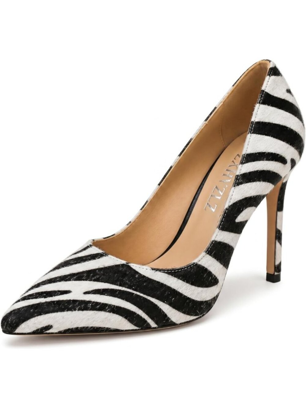Zebra Print Stiletto Heels | Pointed Toe Pony Hair Pumps for Party & Wedding